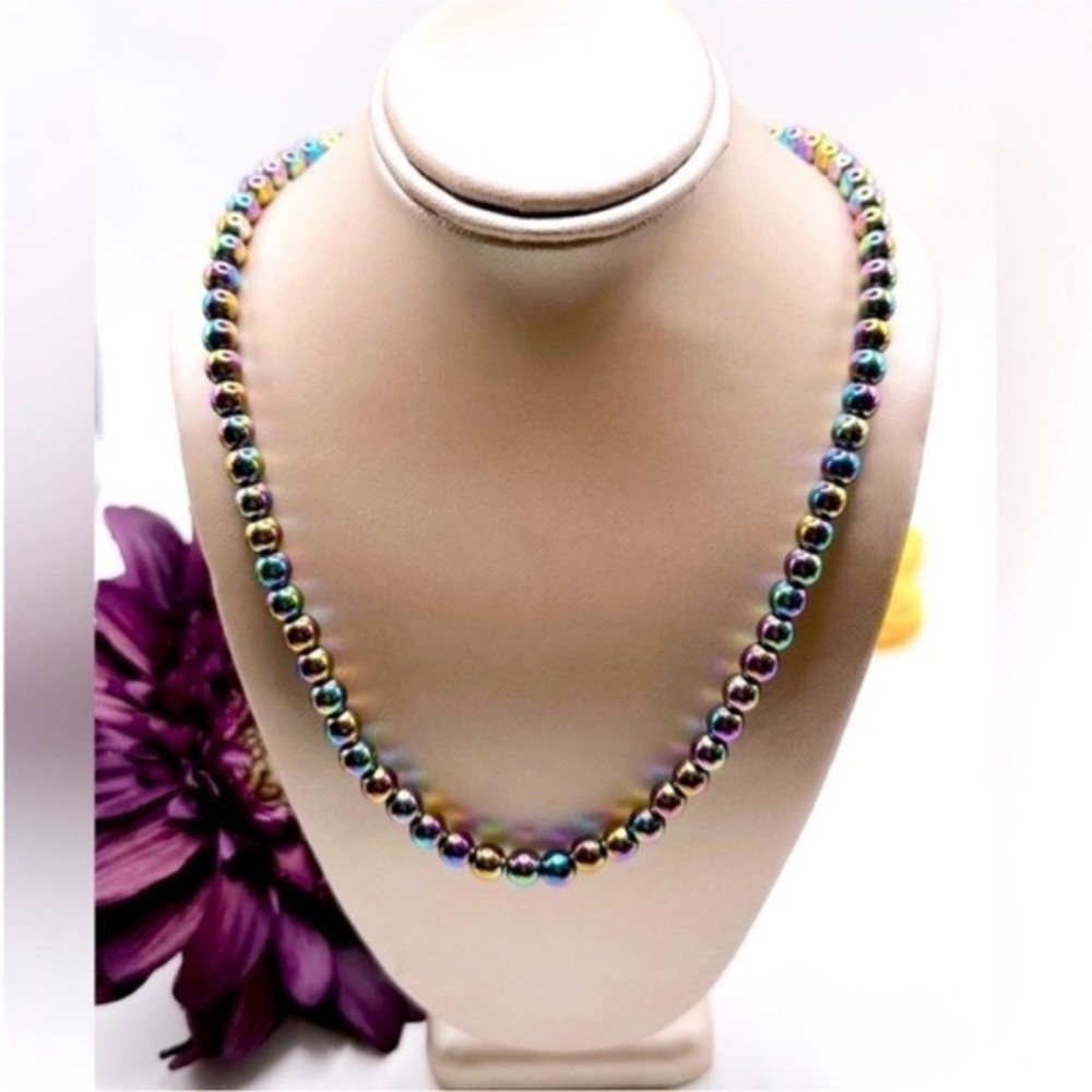 Multicolor Oil Slick Beaded Necklace NEW!